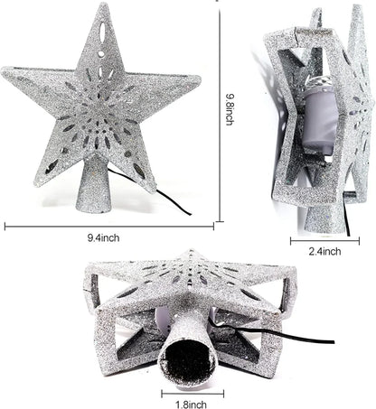 Silver Christmas Tree Star Topper