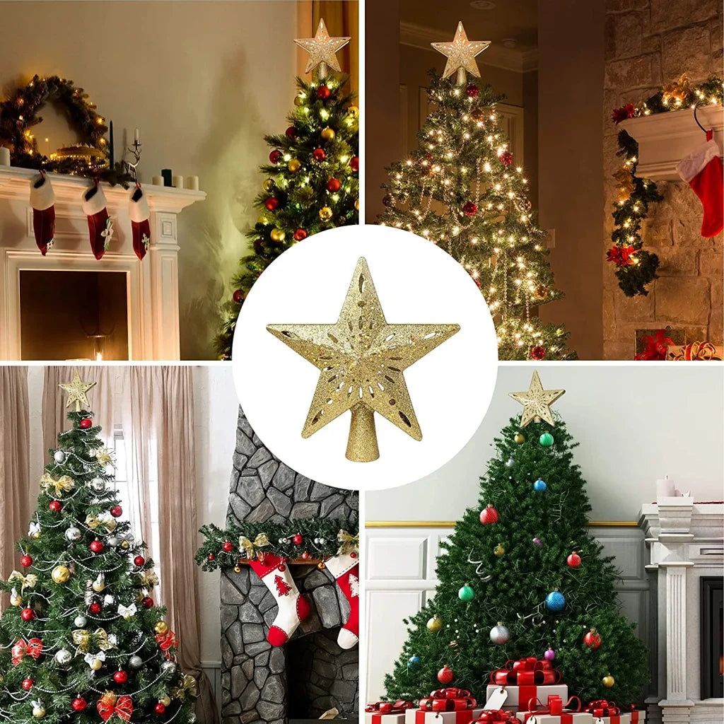 Gold LED Star Christmas Tree Topper