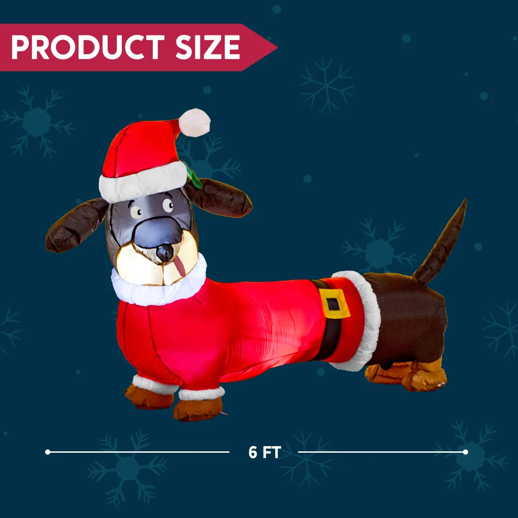 5ft Long Dachshund Blow Up Christmas Decoration