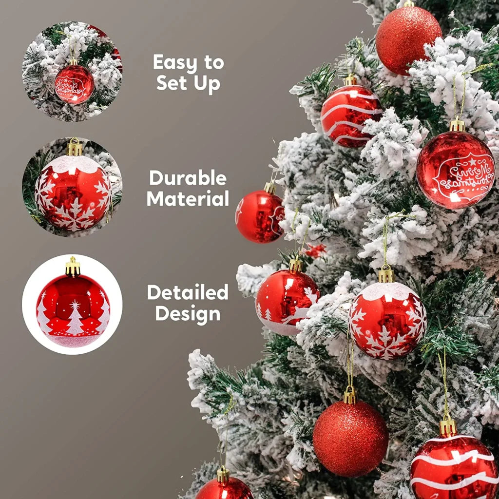 24pcs Red and White Christmas Ball Ornaments