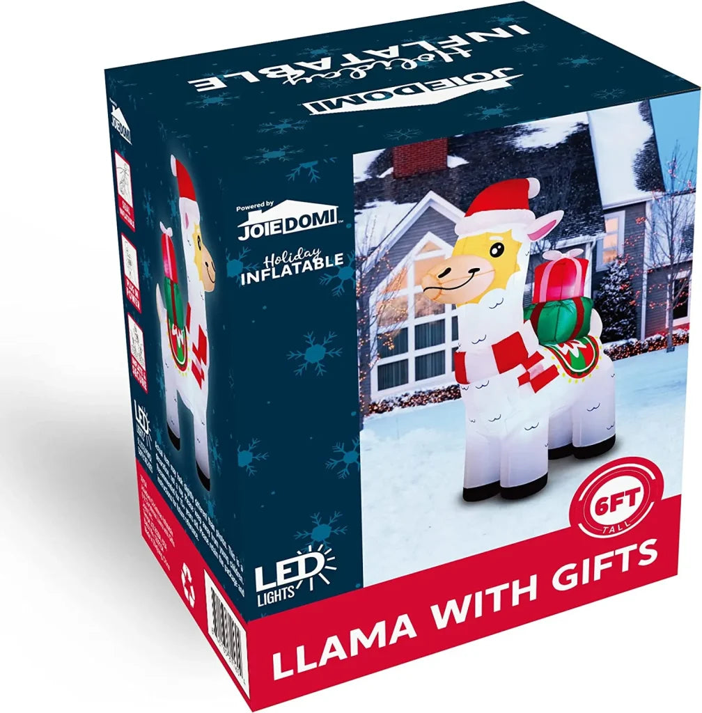 6ft Inflatable LED Christmas Llama with Gifts