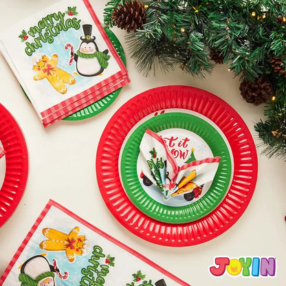 96pcs Disposable Christmas Paper Plates Tableware Set