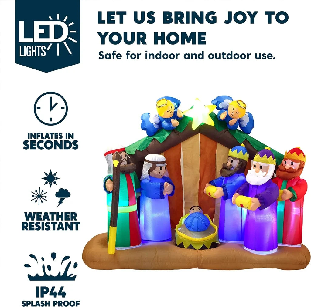 6ft Inflatable LED Nativity Scene with Angels