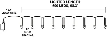 600 LED Cool White Christmas String Lights 98.3ft