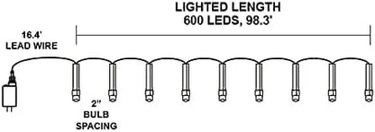 600 LED Cool White Christmas String Lights 98.3ft