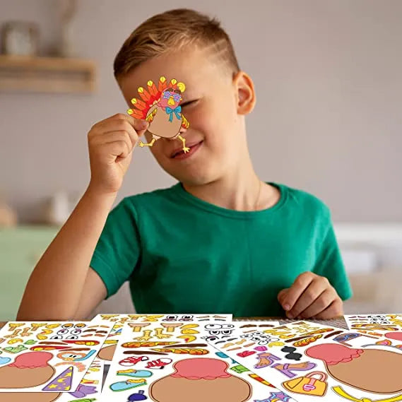 36Pcs Thanksgiving Make-a-Turkey Sticker Sheets