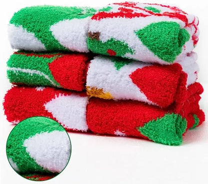 6pcs Christmas Fuzzy Socks