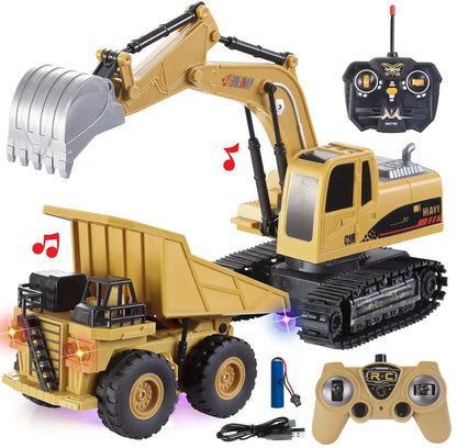 2pcs Remote Control Construction Vehicle Toy Set