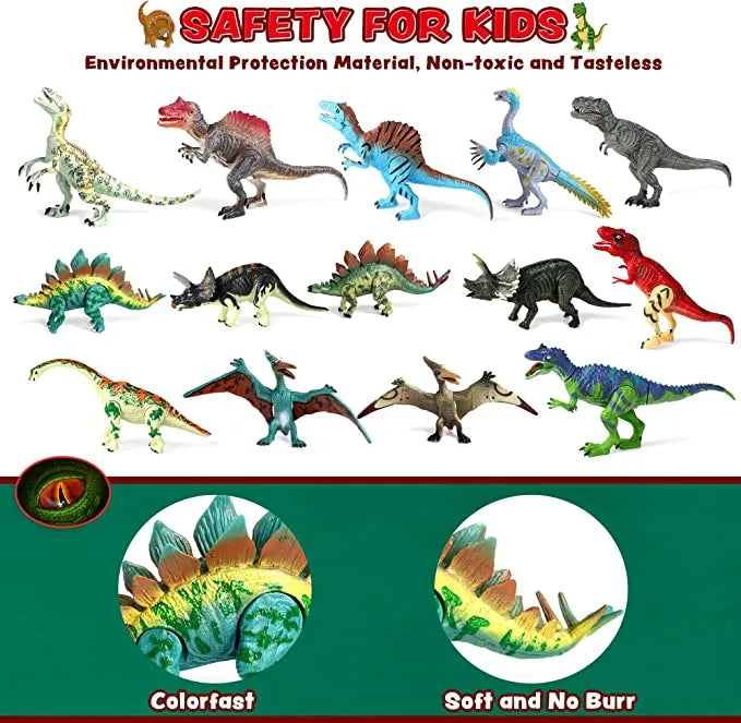 18pcs Realistic Dinosaur Figures 5in to 9in