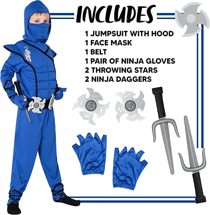 Kids Blue Ninja Halloween Costume