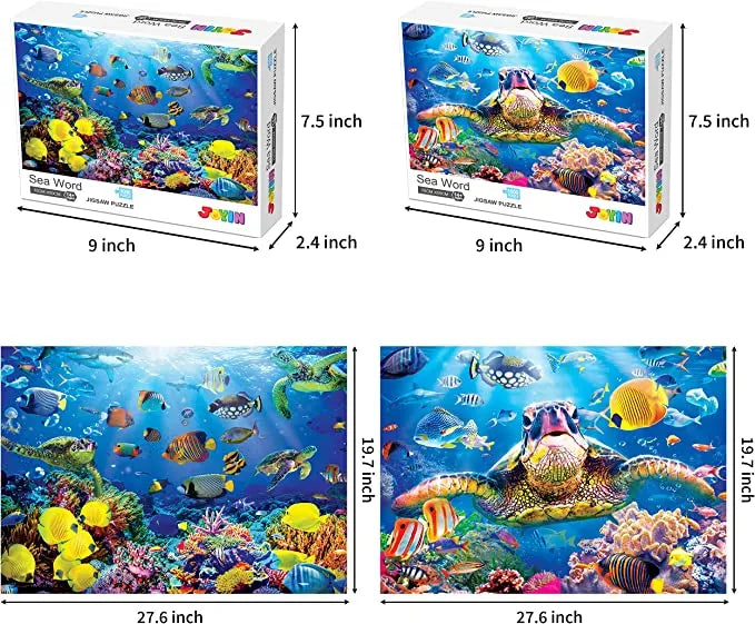 2in1 1000 Pcs Sea Turtle Jigsaw Puzzles