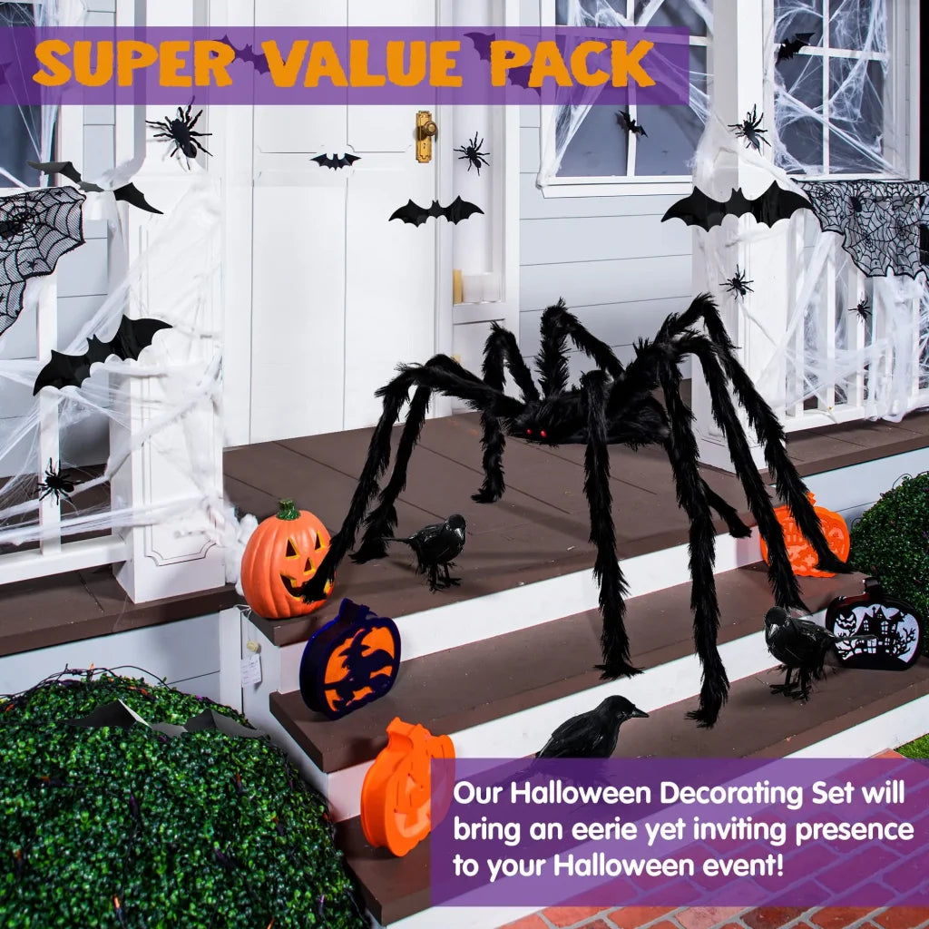 Halloween Bat Stickers Spider and Crows Decorating Set