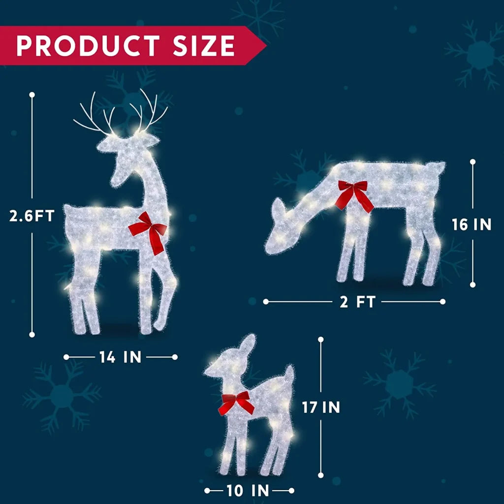 3pcs Light Up Yard Reindeer Family Decoration