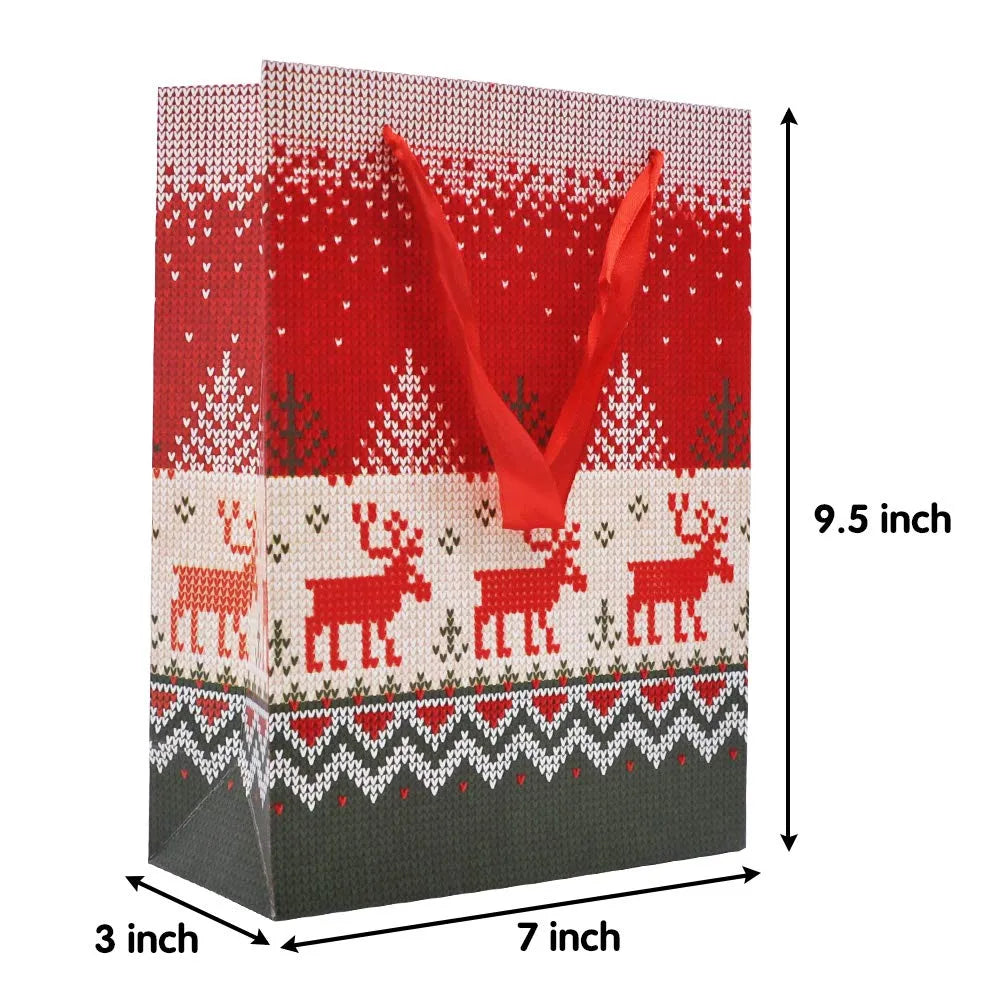 12pcs Christmas Gift Bags With Assorted Christmas Prints