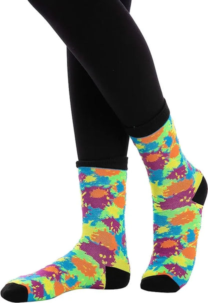 12pcs Paint Splash Patterned Colorful Socks Women