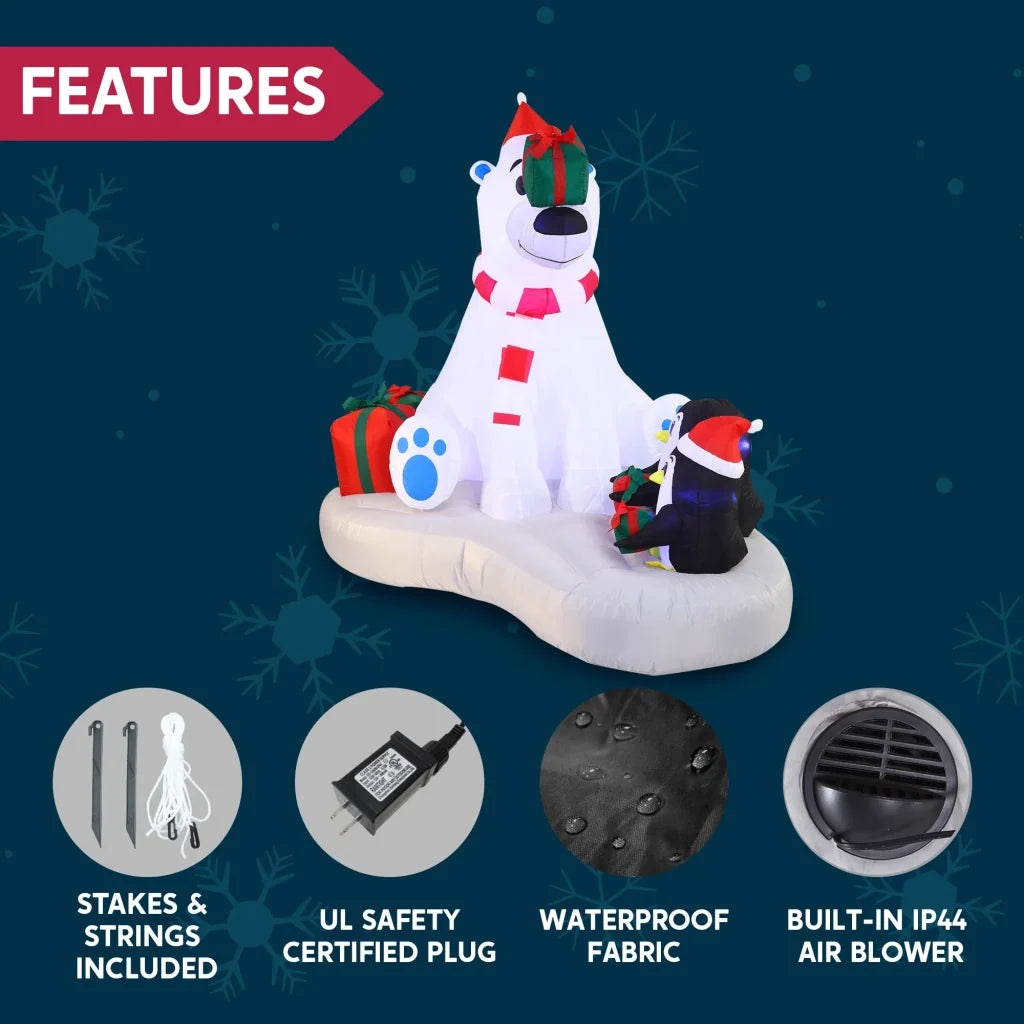 6ft LED Polar Bear Christmas Inflatable Decoration