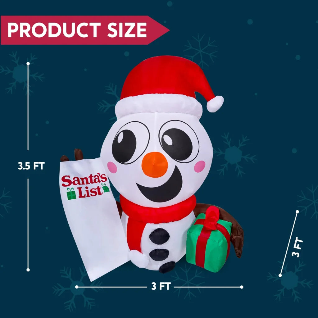 3.5ft Tall Christmas Inflatable Snowman