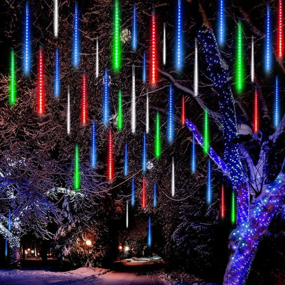 3x 8 Tubes (12in) Christmas Meteor Shower Rain Lights, Multicolor