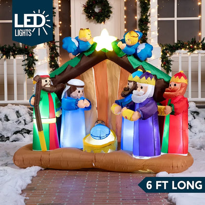 6ft Inflatable LED Nativity Scene with Angels