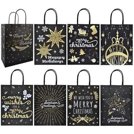 32pcs Black & Gold Christmas Treat Bags