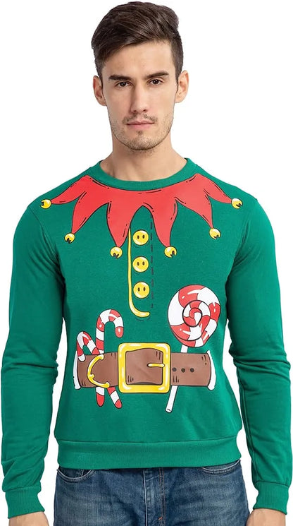 Mens Christmas Santa Elf Ugly Christmas Sweater