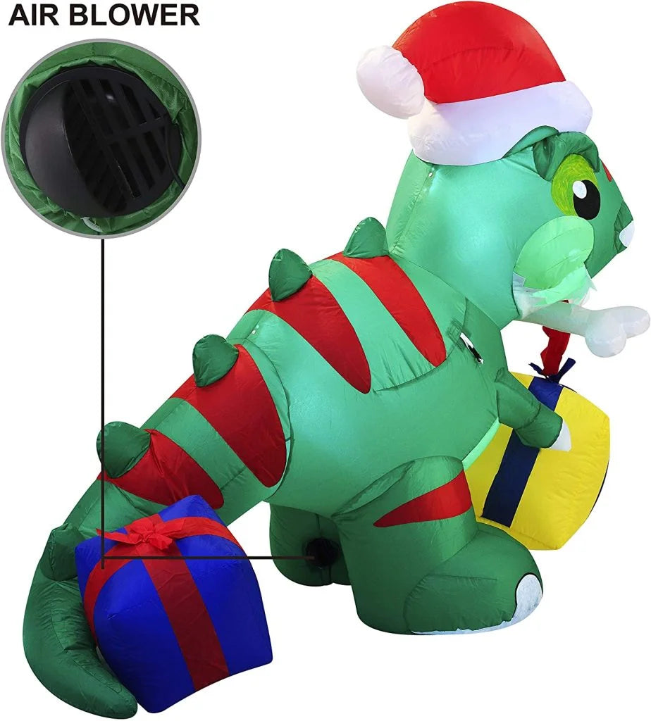 6ft LED Christmas Dinosaur Inflatable with a Gift