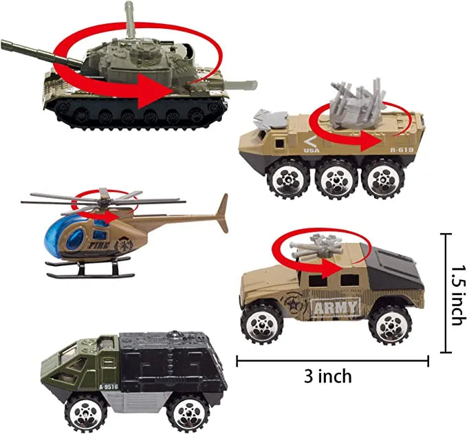 10Pcs Die-cast Military Army Mini Vehicle Toy Set