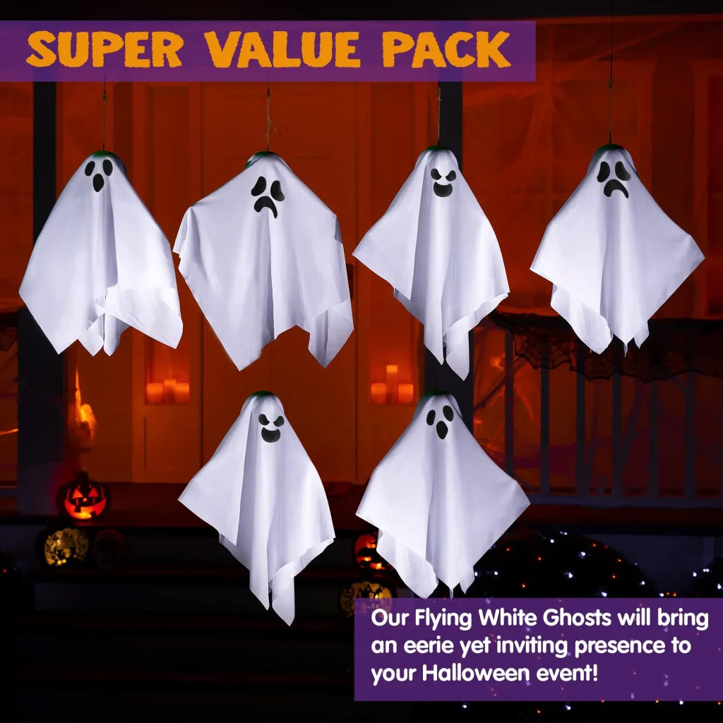 6pcs Halloween White Hanging Ghost 19.6in