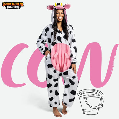 Unisex Adult Cow Pajama Plush Costume