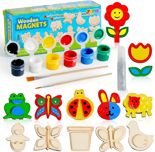 12pcs Magnet Wooden Paint Kits