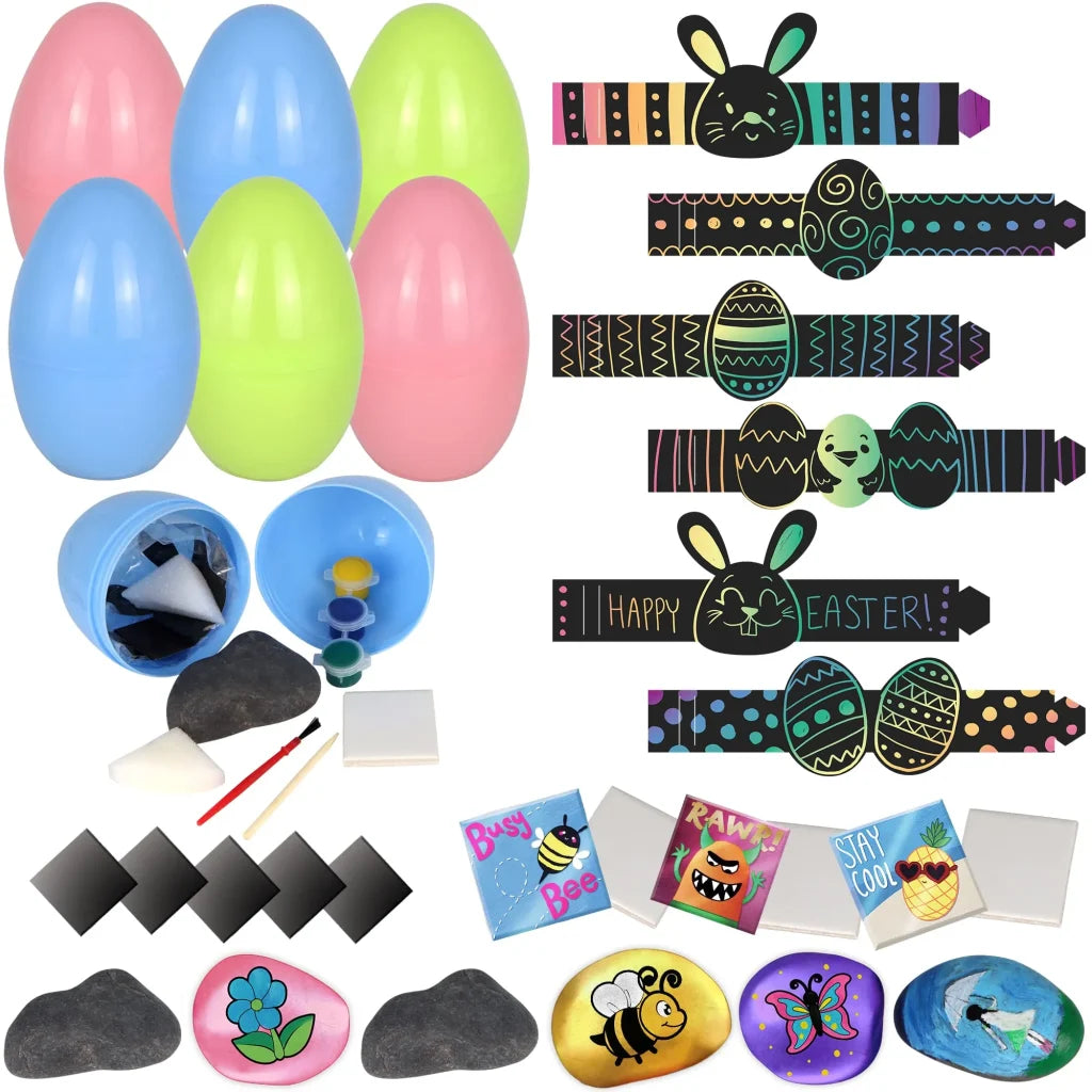 12pcs Prefilled Easter Eggs with DIY Art and Craft Rock Kit