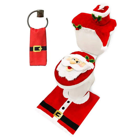 5Pcs Christmas Santa Theme Bathroom Decoration Set