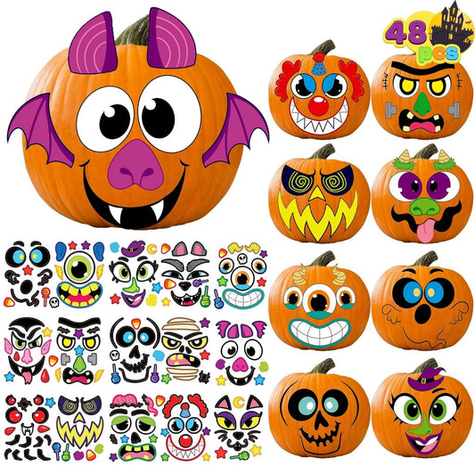 48 Pcs Halloween Pumpkin Decoration Stickers