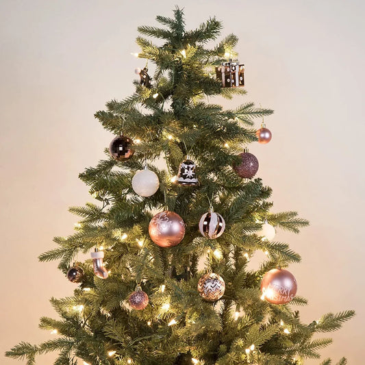 112pcs Rose Gold and White Christmas Ball Ornaments