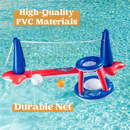 Inflatable Pool Float Set for Volleyball and Basketball