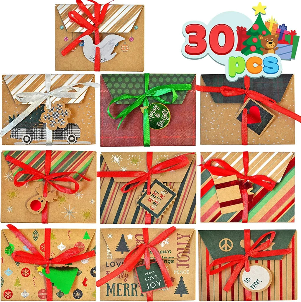 30pcs Kraft Paper Christmas Gift Card Boxes