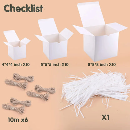 30pcs Christmas White Gift Boxes