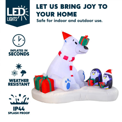 6ft LED Polar Bear Christmas Inflatable Decoration