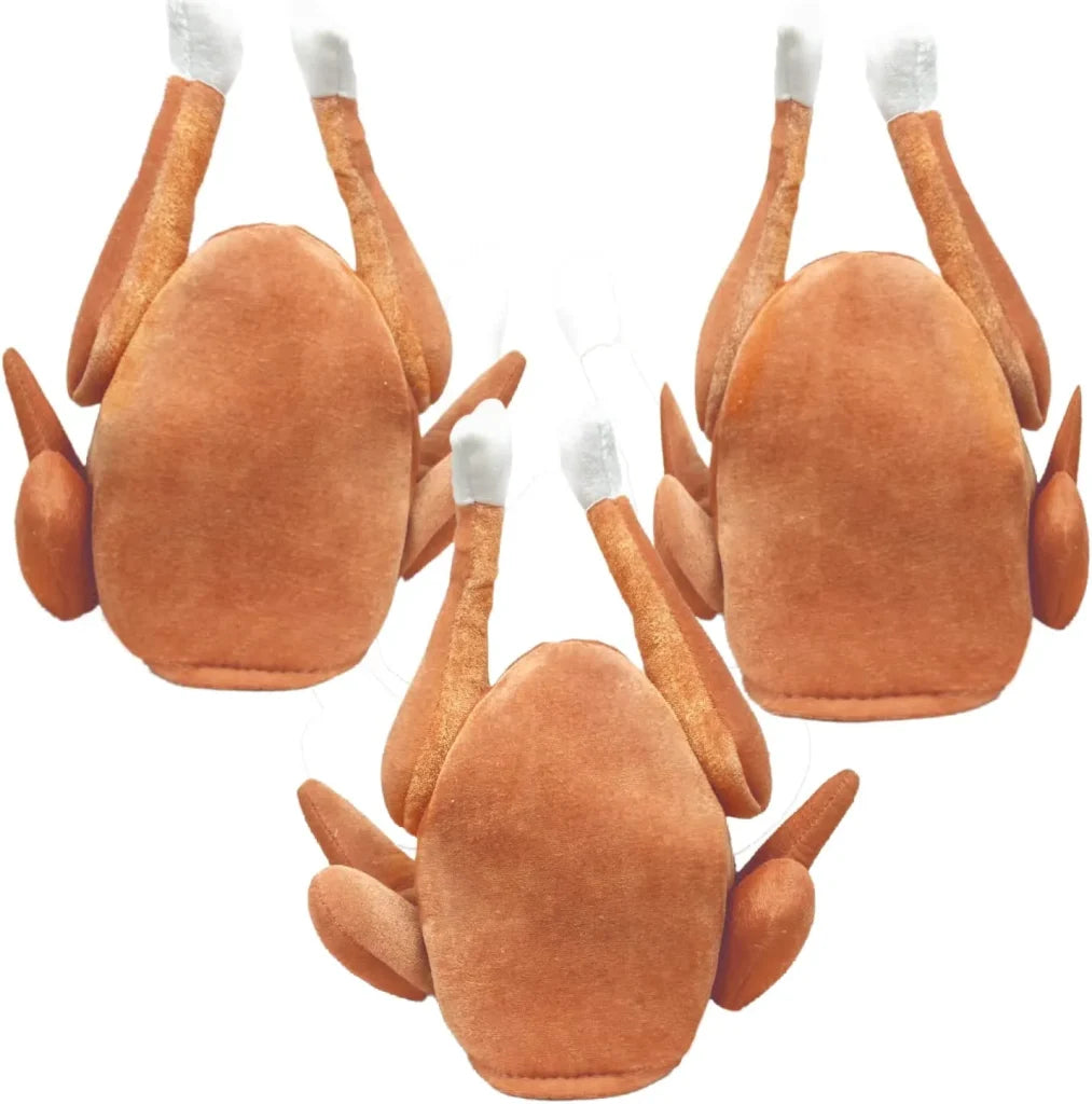 3Pcs Plush Roasted Turkey Hat