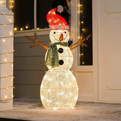 80 LED Cotton Snowman with Christmas Hat 3.5ft