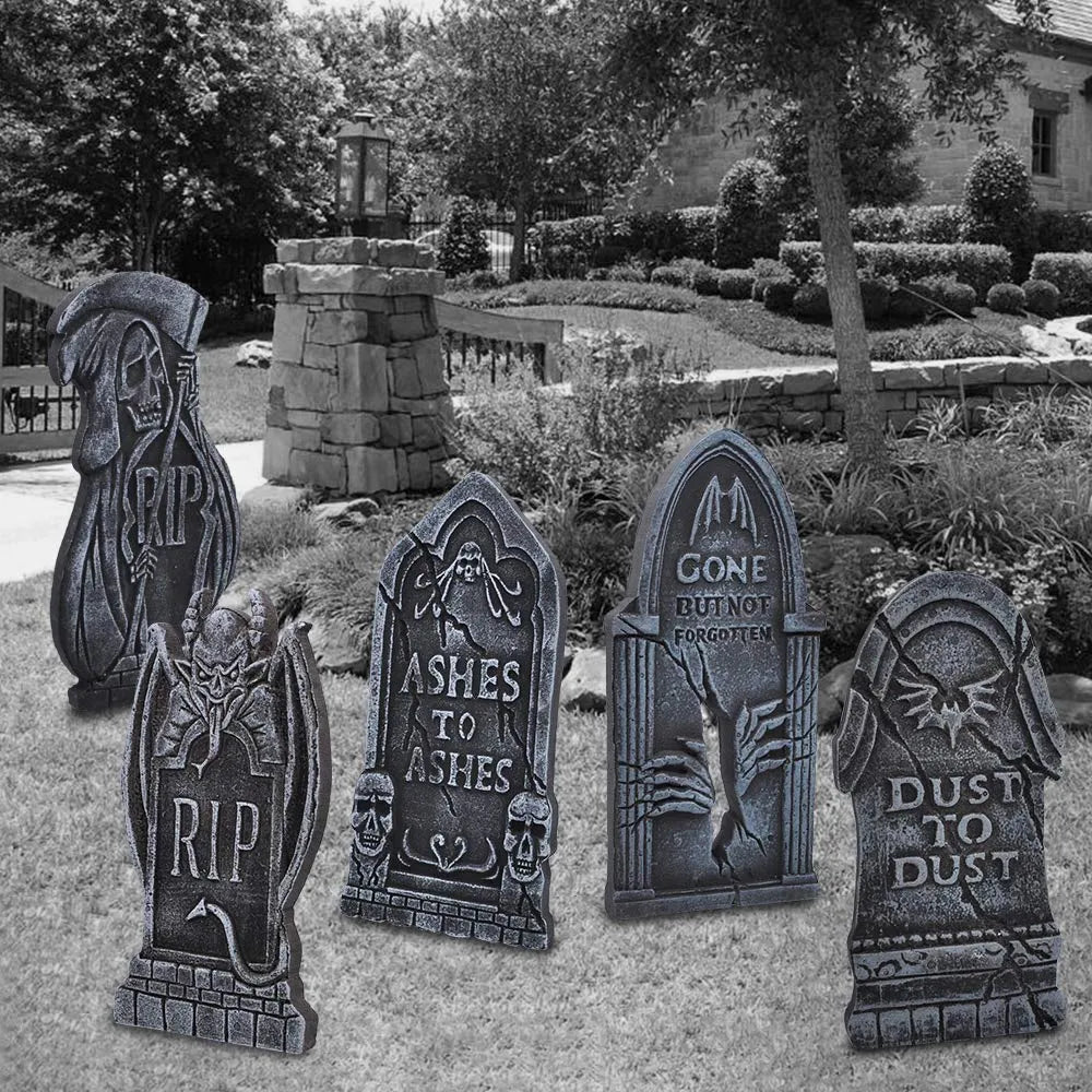 5pcs Foam RIP Graveyard Halloween Tombstones 17in