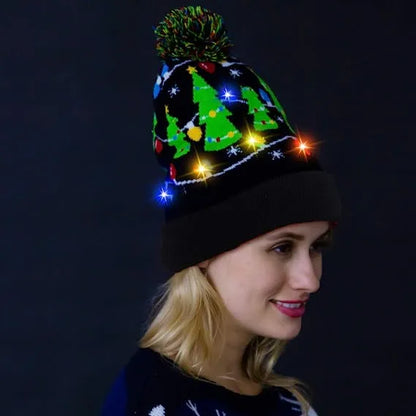 Adult Christmas LED Light Up Knit Cap Beanie