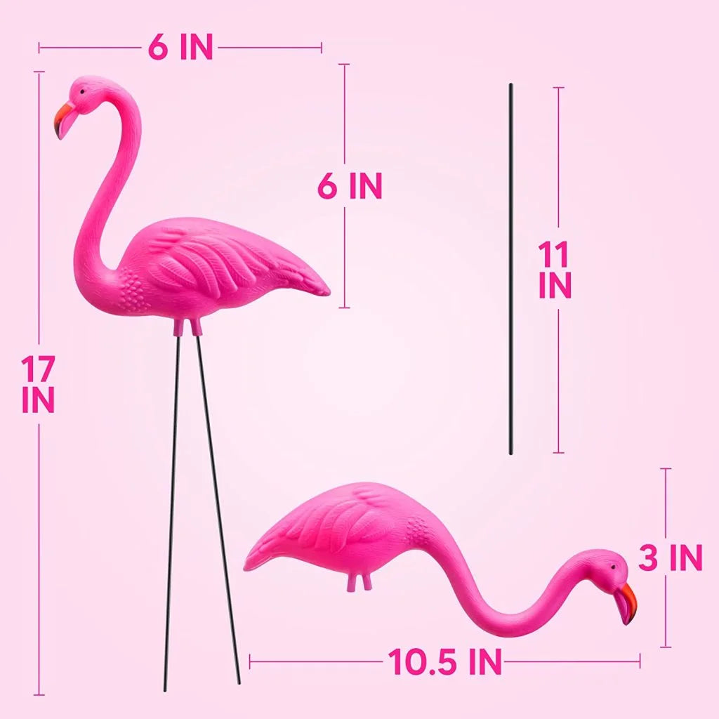 Small Pink Flamingo Yard Ornament, Set 6