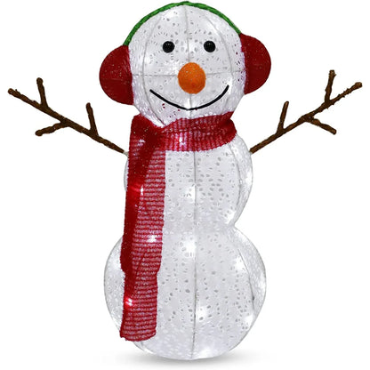 LED Light Up Yard Snowman with Earmuff Yard Light 1.7ft