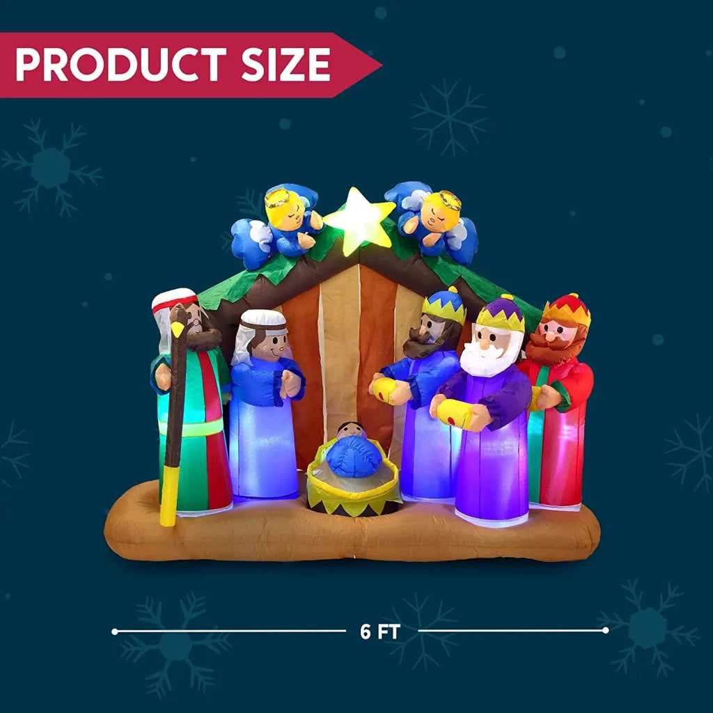 6ft Inflatable LED Nativity Scene with Angels