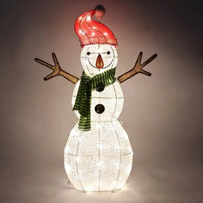 80 LED Cotton Snowman with Christmas Hat 3.5ft