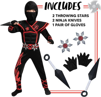 Kids Flame Red Ninja Halloween Costume