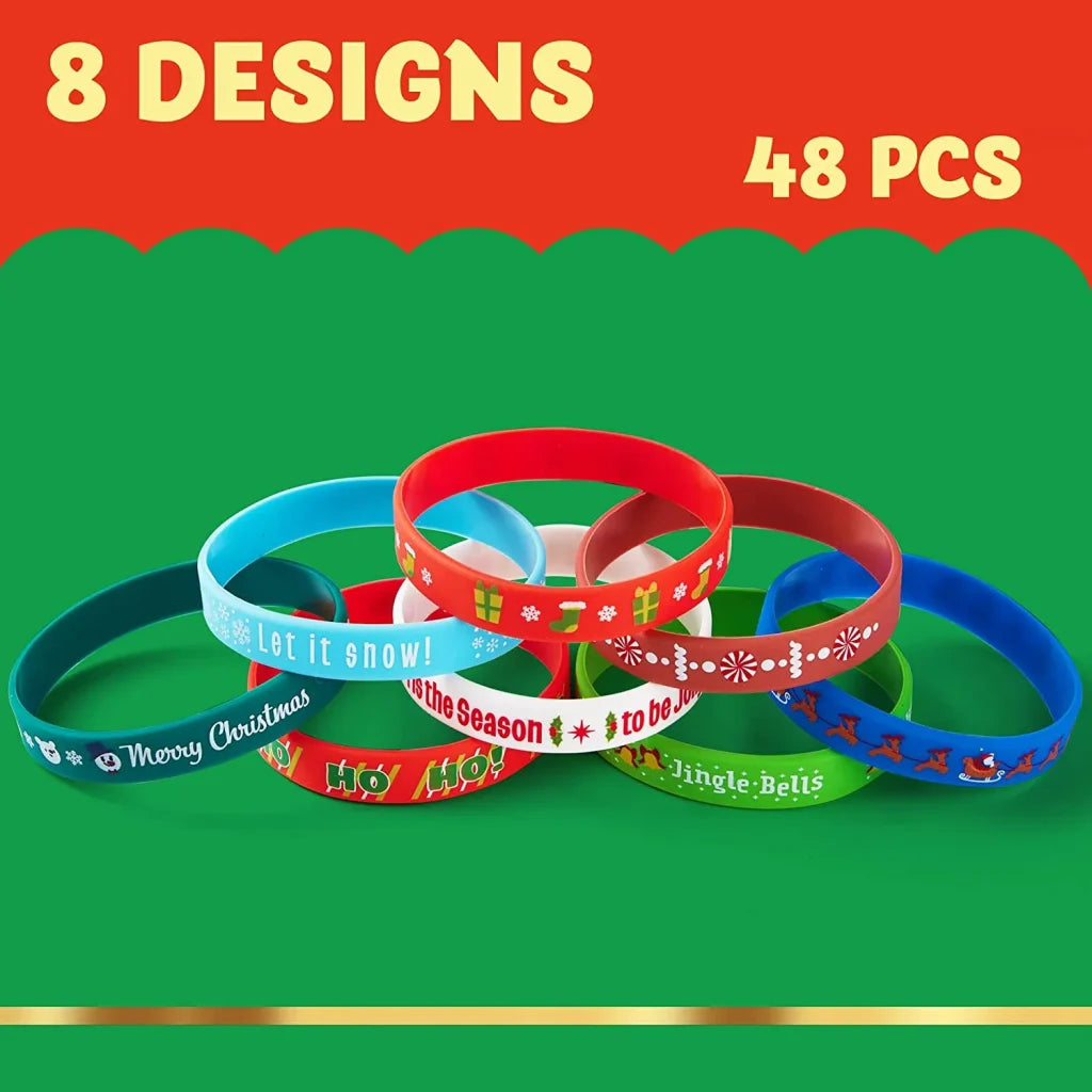 48pcs Christmas Rubber Wristbands