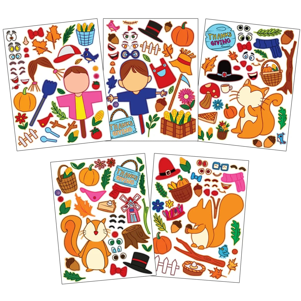 Thanksgiving Full-body Make-a-Face Mix and Match Stickers