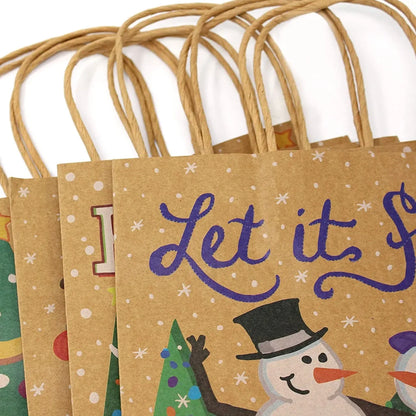 24pcs Christmas Kraft Paper Goodie Gags with Handle